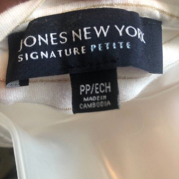 Jones New York Stretch Cotton Gold Stripe Tee - Picture 7 of 8